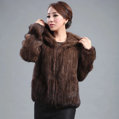 Женская трикотажная длинная шуба из натуральной норки универсальная верхняя