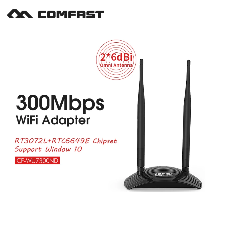 Windows 10 сетевой карты Ralink RT3072 300 Мбит/с 2T2R ПК wifi адаптер Wi Fi usb long range COMFAST CF WU7300ND|adapter