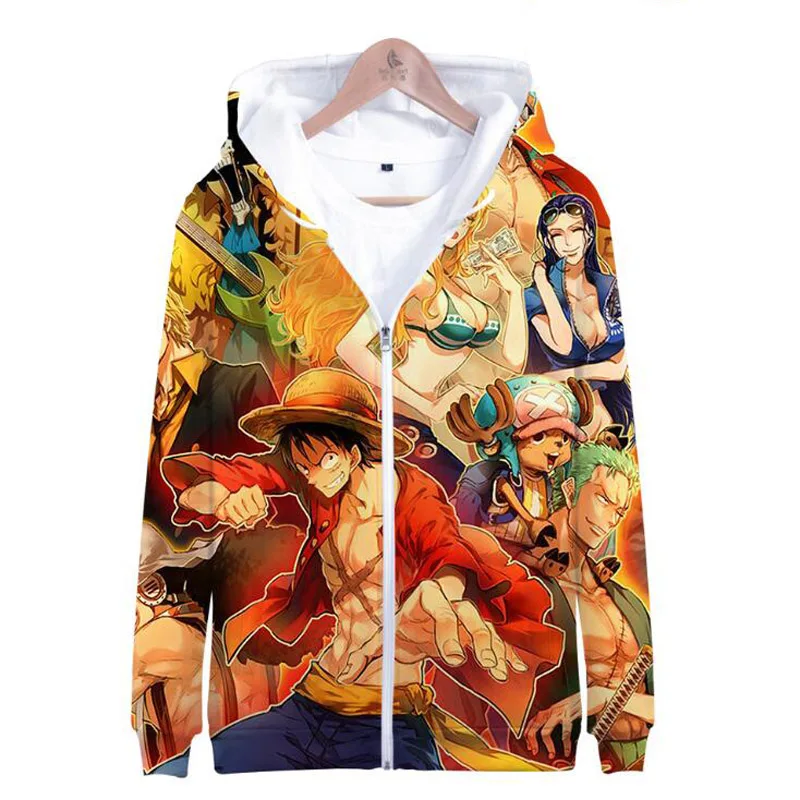

Winter Mens Jacket and Coats Anime One Piece 3D Print Zip Hooded Sweatshirt Japanese Streetwear Hip Hop Hoodie Men's Sportswear