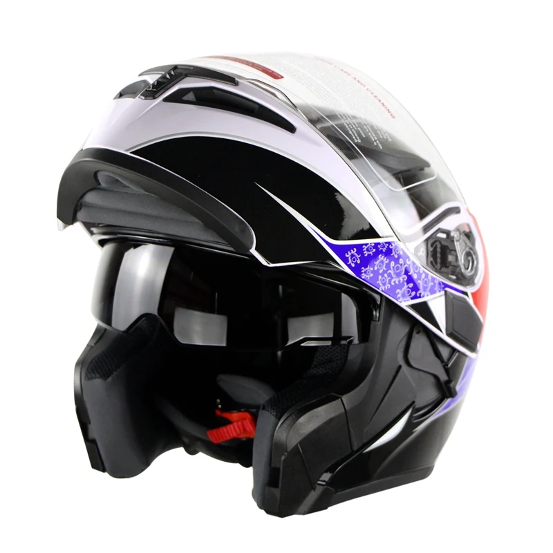 Мотоциклетный шлем с откидной крышкой двойной козырек модульный Casco
