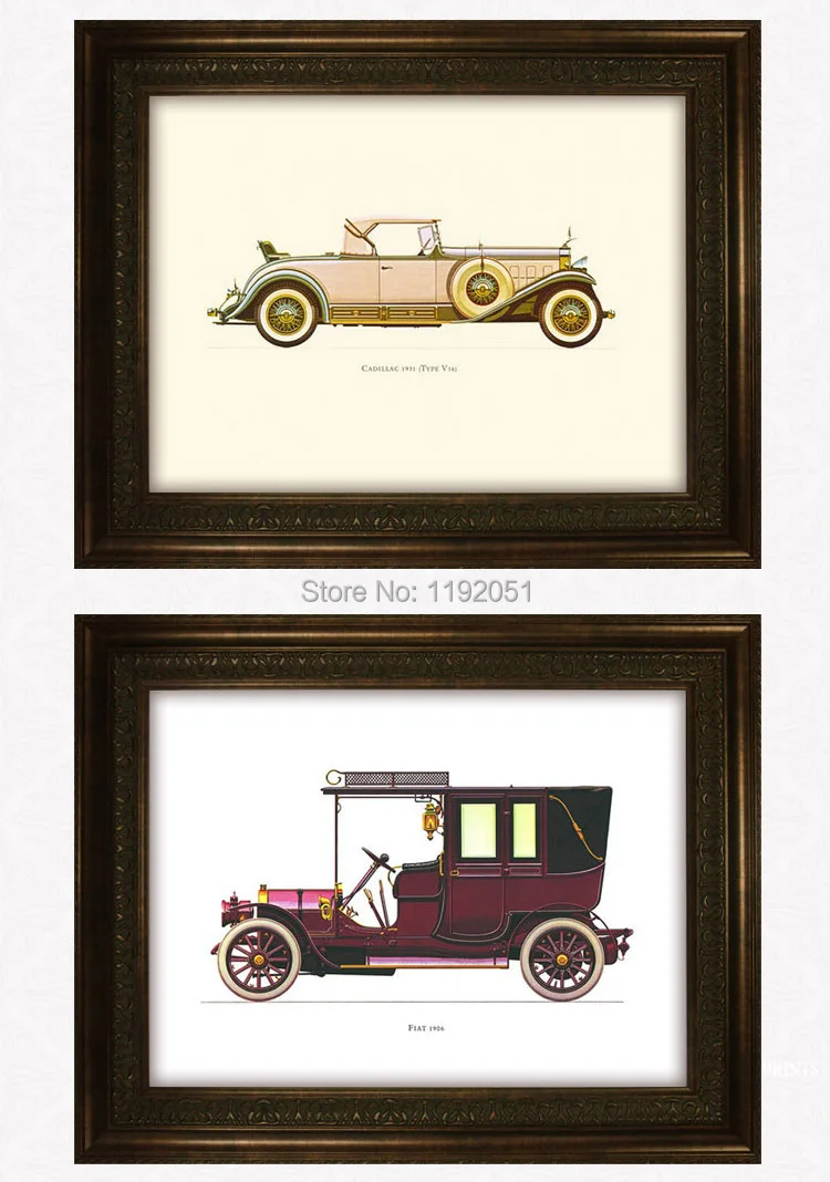 

Vintage style classical car world mural prints canvas painting living room children room 2 panels home decoration art