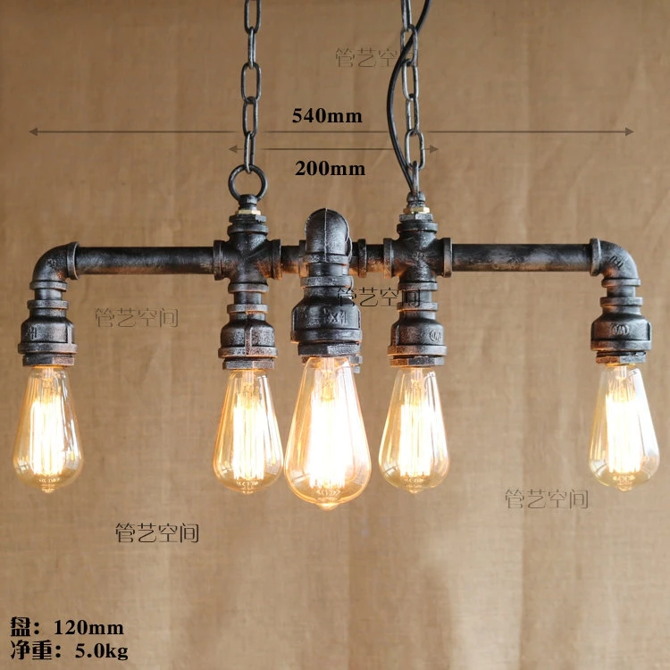 Water pipe Steampunk Vintage pendant lights for dining room Bar rust red home decoration American industrial loft lamp | Освещение