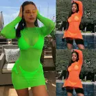 Сексуальное женское Сетчатое пляжное платье, Прозрачное Бикини, одежда для плавания, свободное летнее цельное платье 2019