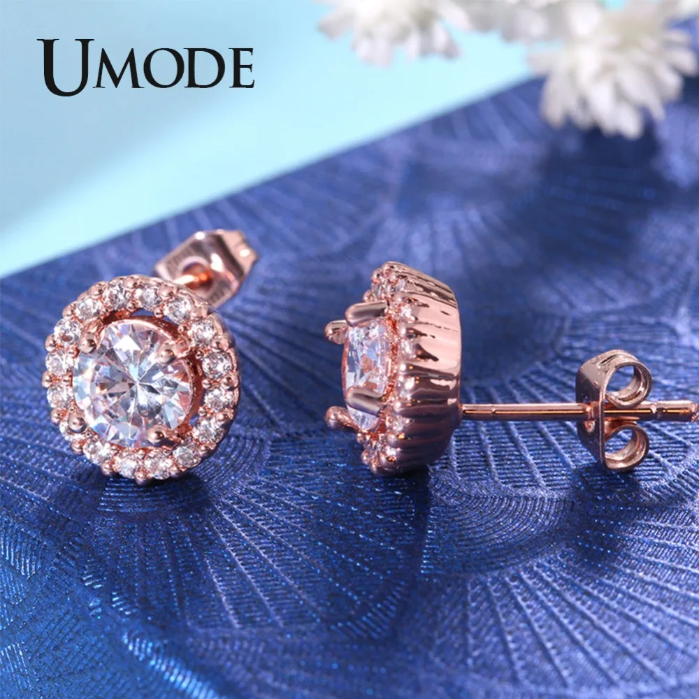Женские маленькие серьги гвоздики UMODE корейские с кубическим цирконием и