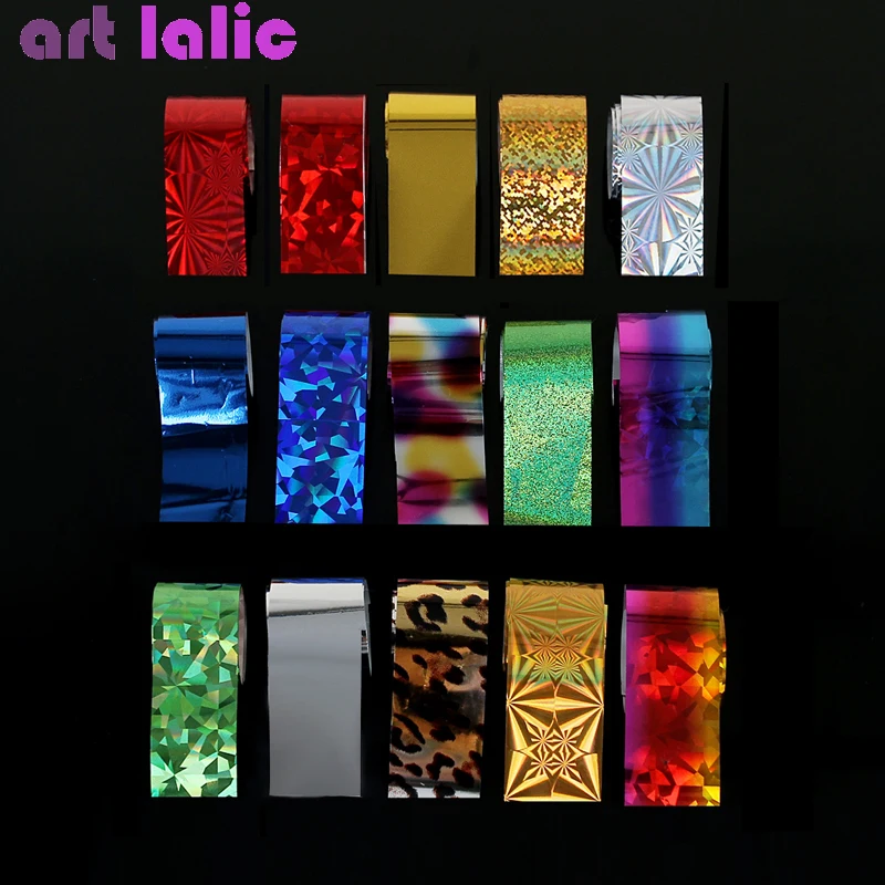 Набор фольги для маникюра голографическая переводная пленка ногтей 15 шт. |
