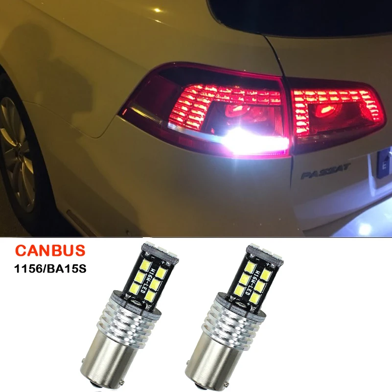 2x Белый P21W BA15s 1156 светодиодный Canbus обратный светильник Обратный лампа для Volkswagen VW