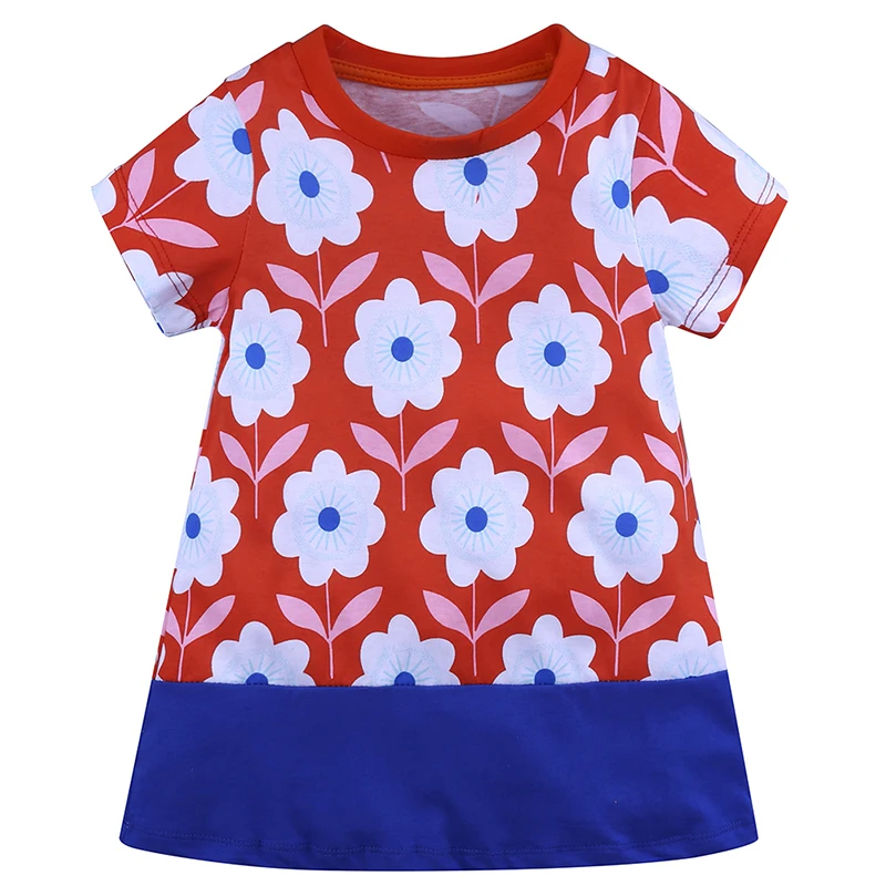 2021 летнее платье для девочек Брендовое детское с цветочным рисунком одежда