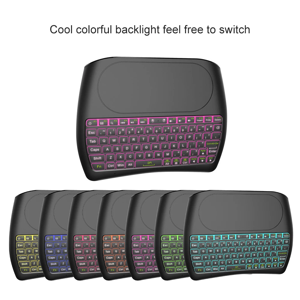 L8STAR D8 S 2 4G RGB беспроводная клавиатура с сенсорной панелью подсветкой Fly Air Mouse USB