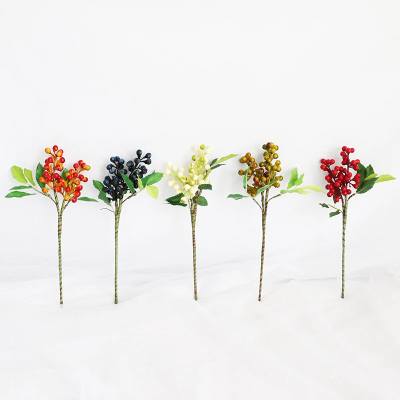 

Mini Artificial Foam Berries Blueberry Plants Stamens Flowers Christmas New Year Wedding Supplies DIY Scrapbooking Decor Bonsai