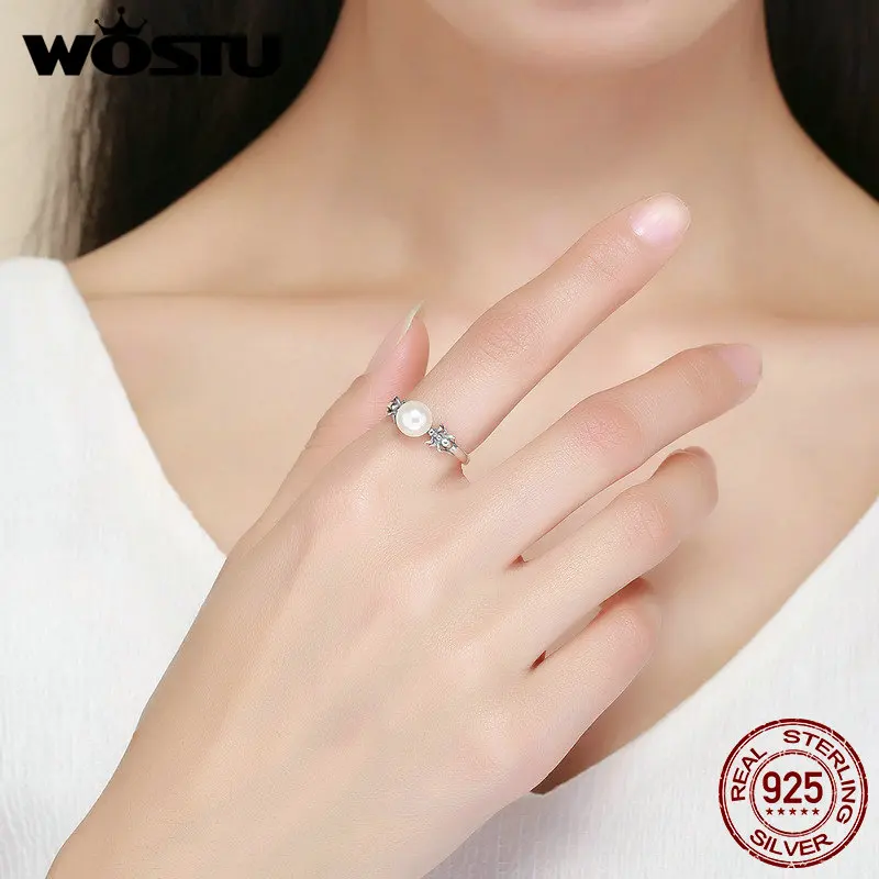 WOSTU 2019 Новая мода 925 пробы серебро и жемчуг перстни паук для Для женщин Роскошные