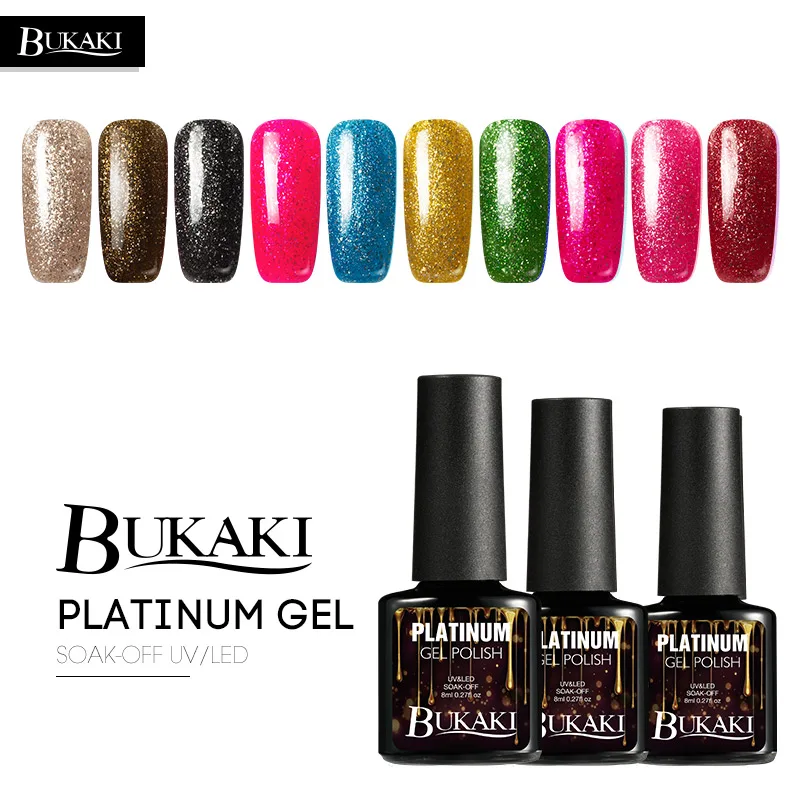 BUKAKI 1 шт. Платиновый лак для ногтей УФ гель дизайна гибридные блестящие краски