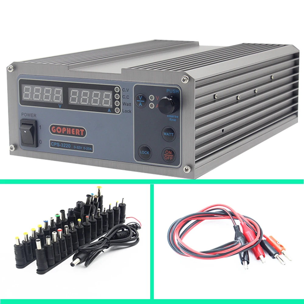 Мини cps 3220 DC источник питания + 37 шт. головка банан зажим провода ЕС Великобритания