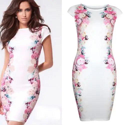 Sexy Women Printed Prom Ball Cocktail Party Mini Dress Formal Evening Gown |