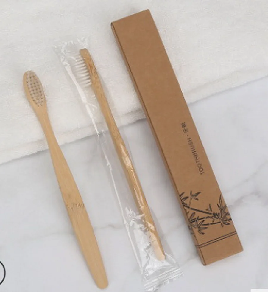Buff DHL 200pcs Soft Fibre Environmentally Wood Toothbrush Bamboo ToothBrush Wooden Handle Tooth brush - Цвет: Buff