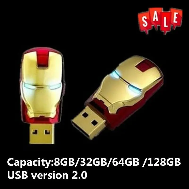 J бокс светодиодный Железный человек 32GB USB флэш робот флеш накопитель 2 0 32gb для