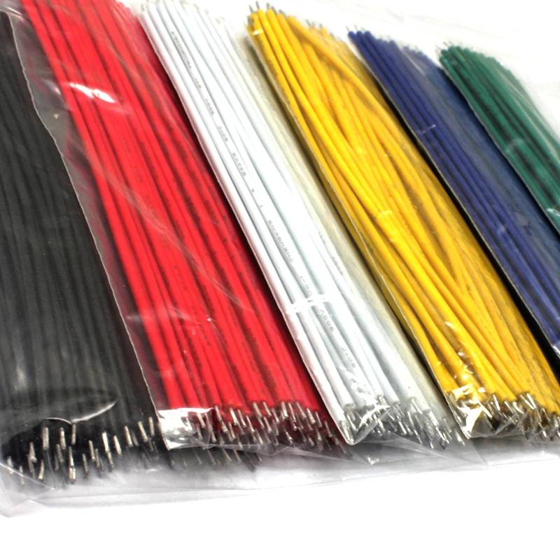 24 AWG 20 см медная Луженая Монтажная проволока набор 300 шт = 6 цветов x 50 черный белый