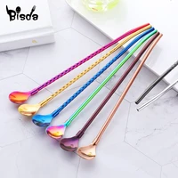 8pcs metal straw spoon reusable drinking straw colorful stainless steel straw2 brushes drink yerba juice bar accessorie party