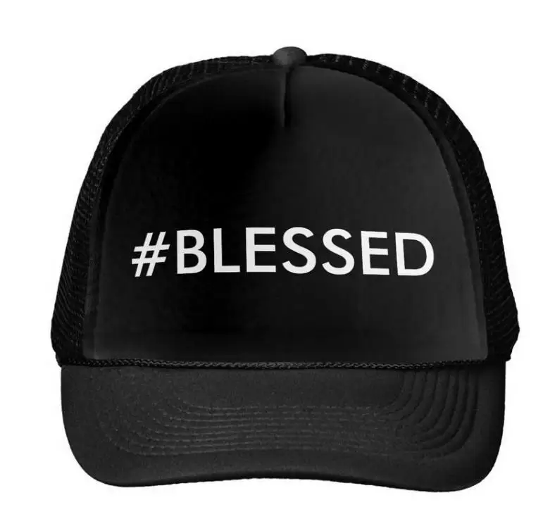 Черный Blessed бейсбольная кепка с буквенным принтом, бейсболка для женщин и мужчин, унисекс, регулируемый размер, черный, белый цвет, Прямая поставка, M-83 - Цвет: Черный