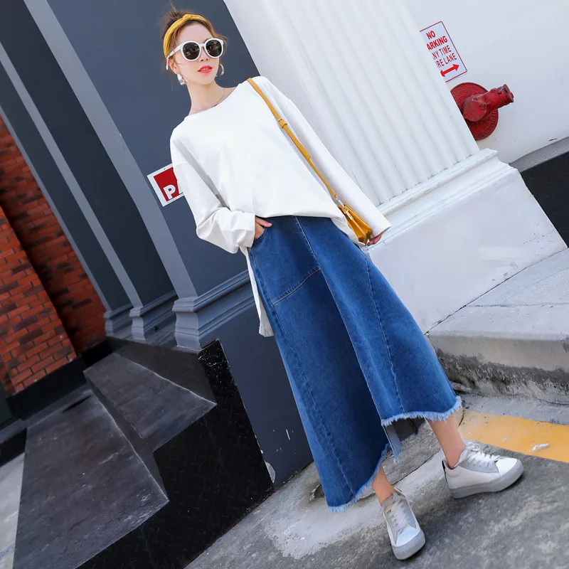 BONJEAN New Autumn Maternity Stomach Lift Skirts Long Loose Pregnant Women Denim Skirt Casual Mate For | Мать и ребенок