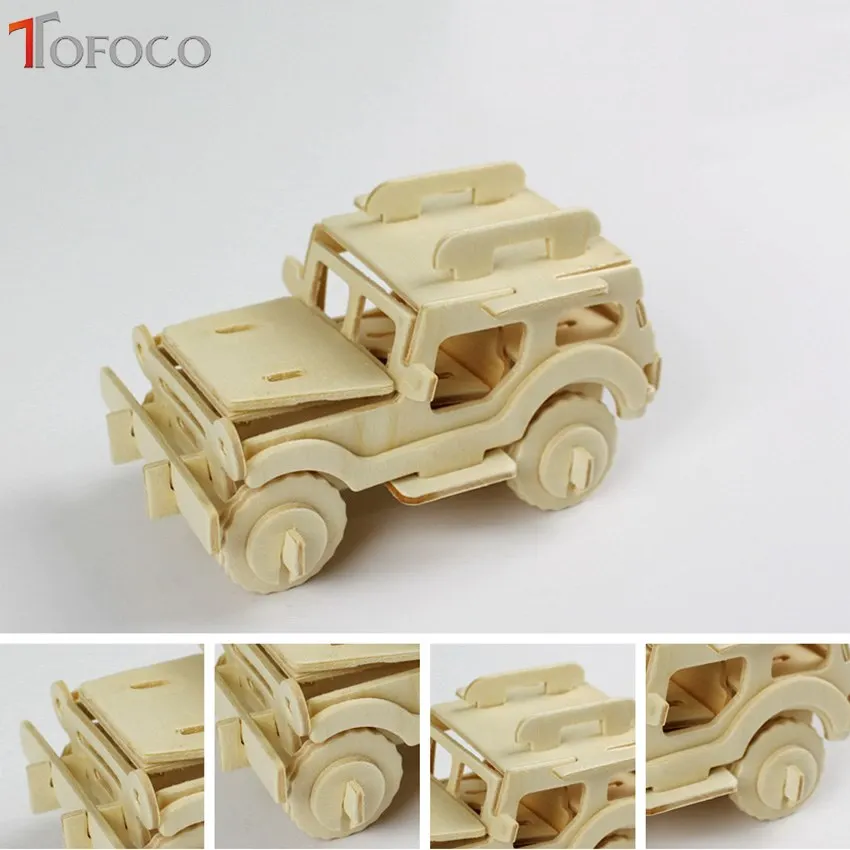 TOFOCO DIY Дети 3D деревянная головоломка модель автомобиля самолет сборные наборы IQ