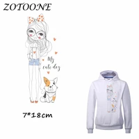 zotoone patches iron on transfers diy accessory cute little girl dog patch for clothing print on t shirt jeans applique clothes