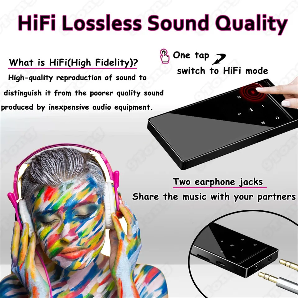 Сенсорный экран из металла MP3 плеер Hi Fi Bluetooth 8 ГБ спортивные FM Радио книгу голос