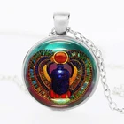 Женское Ожерелье со спиральными кристаллами, мужское ожерелье с кулоном в виде египетского скалаба, бронзовое, серебряное ожерелье с цепочкой, эффектные ожерелья