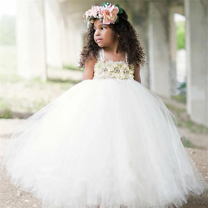 Flower Girl Dresses for Weddings Ball Gowns Baby Pageant Birthday Party Tutu Dress Fancy Tulle Children Kids Princess | Детская одежда