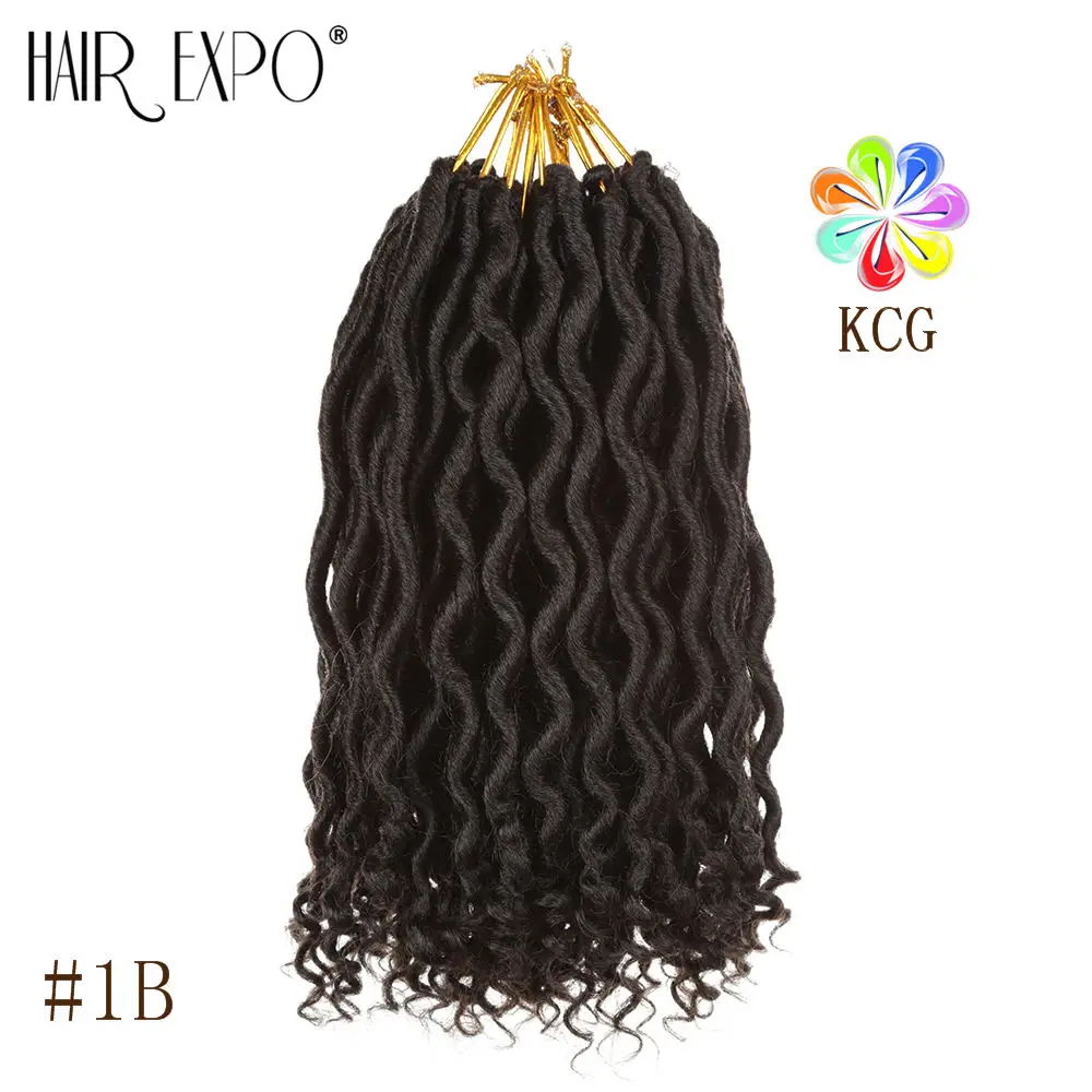 # 1B Волосы EXpo City 12 ''богиня Faux locs Curly концы короткие волнистые синтетические волосы для наращивания крючком косы 12 прядей/упаковка черный Afros - Цвет: # 1B