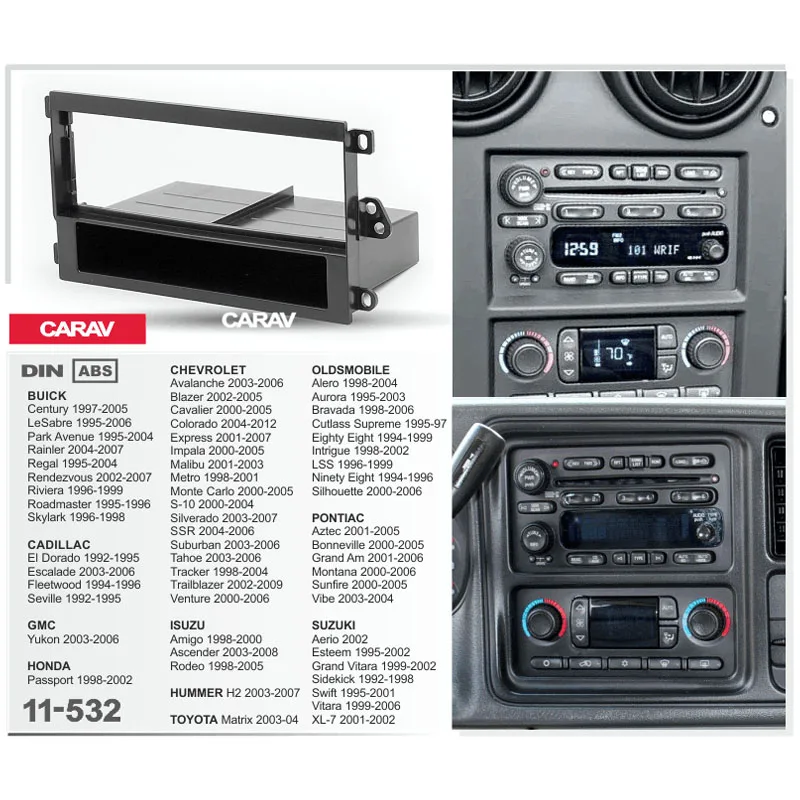 CARAV 11 532 Автомобильная Радио панель для BUICK/CADILLAC/GMC/HONDA/ISUZU/TOYOTA рамка DVD CD отделка
