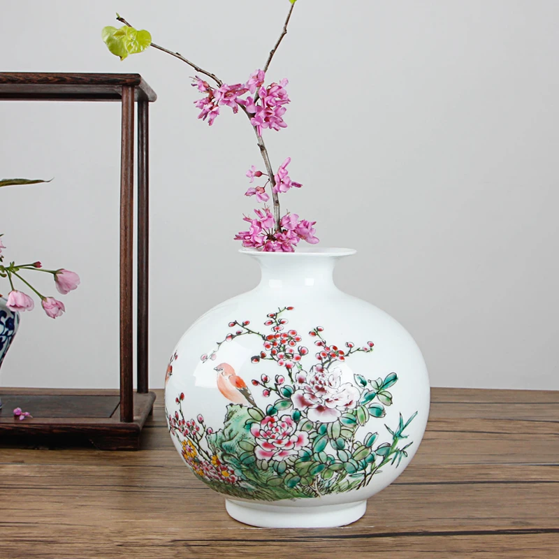 Настольная керамическая ваза для цветов с птицами Jingdezhen антикварная в виде