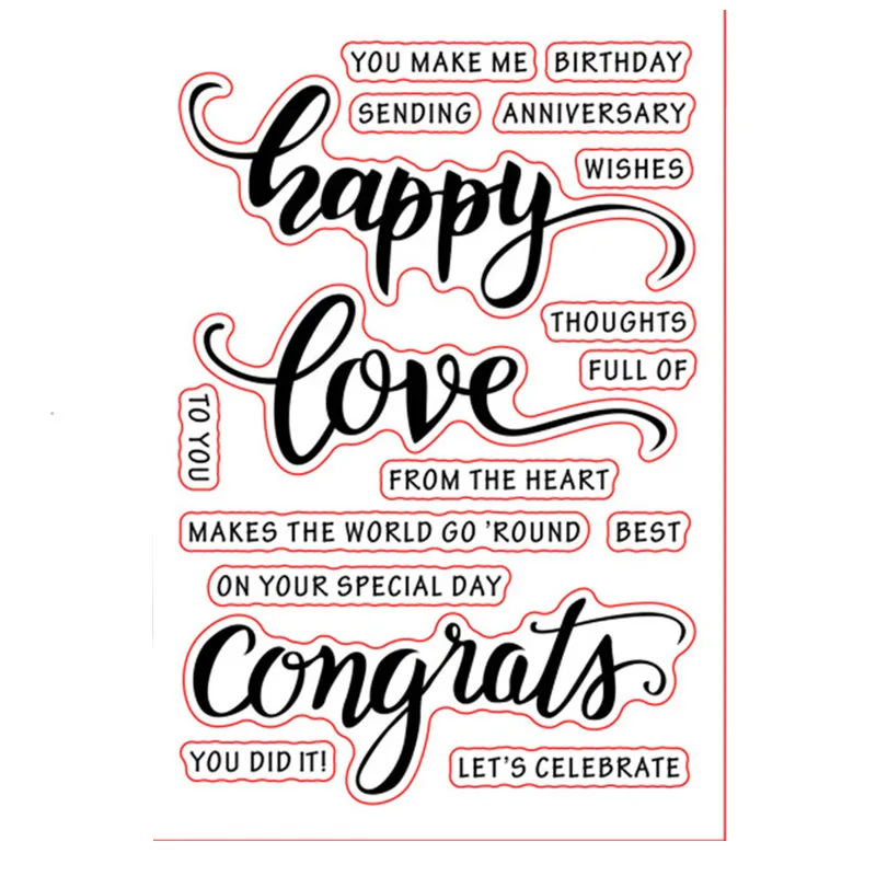 Открытка с надписью Happy Love Congrats декоративная открытка для альбома на английском