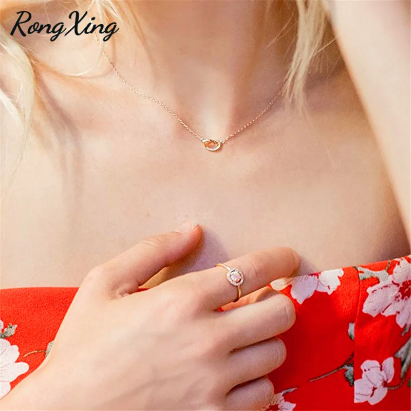RongXing Регулируемые кольца с четырьмя крапанами и голубым огненным опалом для