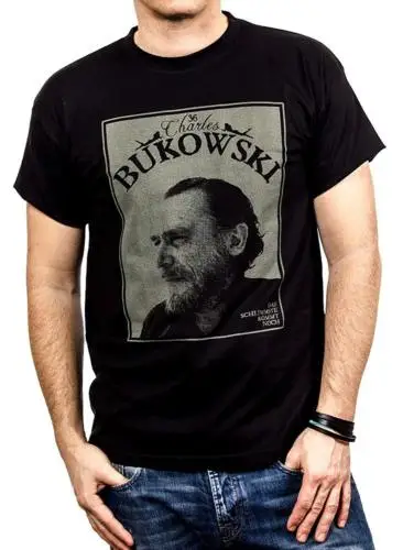 Модные мужские футболки Charles Bukowski с изображением стихов черного цвета|Мужские