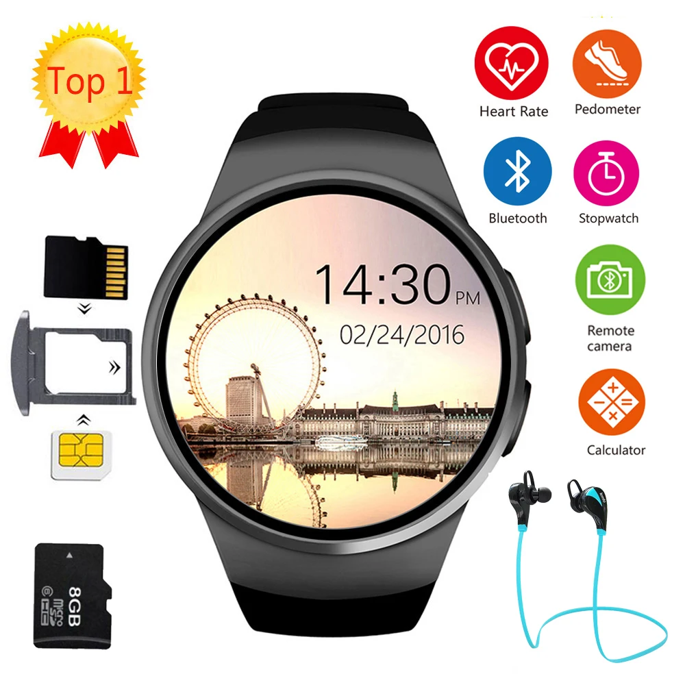 Смарт часы для мужчин и женщин KW18 Bluetooth Smartwatch полный экран Поддержка SIM TF карты