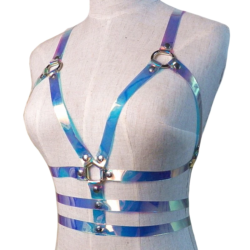 New Gothic Punk Harajuku PVC color leather Body Harness belts Bondage Top Bra Caged Leather metal O Ring Belts Waistband | Аксессуары