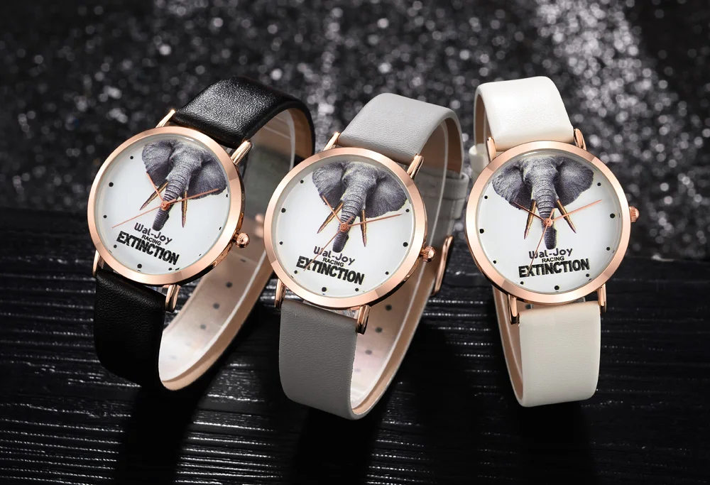 

Wal-Joy 2018 New Brand Women Watch Quartz Watches Elephant Animal Clock Student Leather Straps Wristwatch For Female (WJ9014)