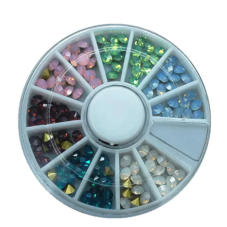 Японский дизайн ногтей мода 1 колесо 6 цветов смесь опалов цвет заостренный назад дизайн ногтей стекло стразы Блестящий Кристалл 120 шт.