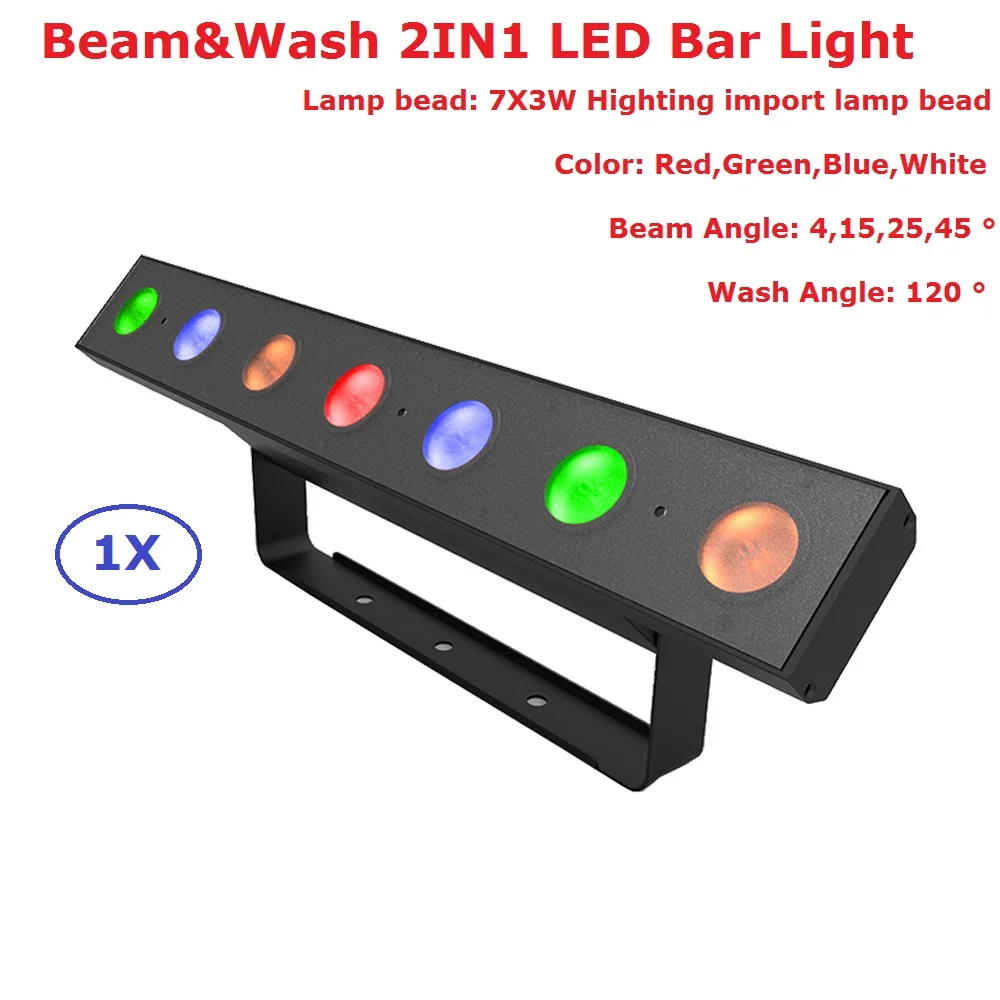 

1Pcs/Lot Beam Wash 2IN1 DMX Bar Lights RGBW 7X3W Perfect For Mobile DJ Party Nightclubs 110-240V 120 Degree Wash Angle
