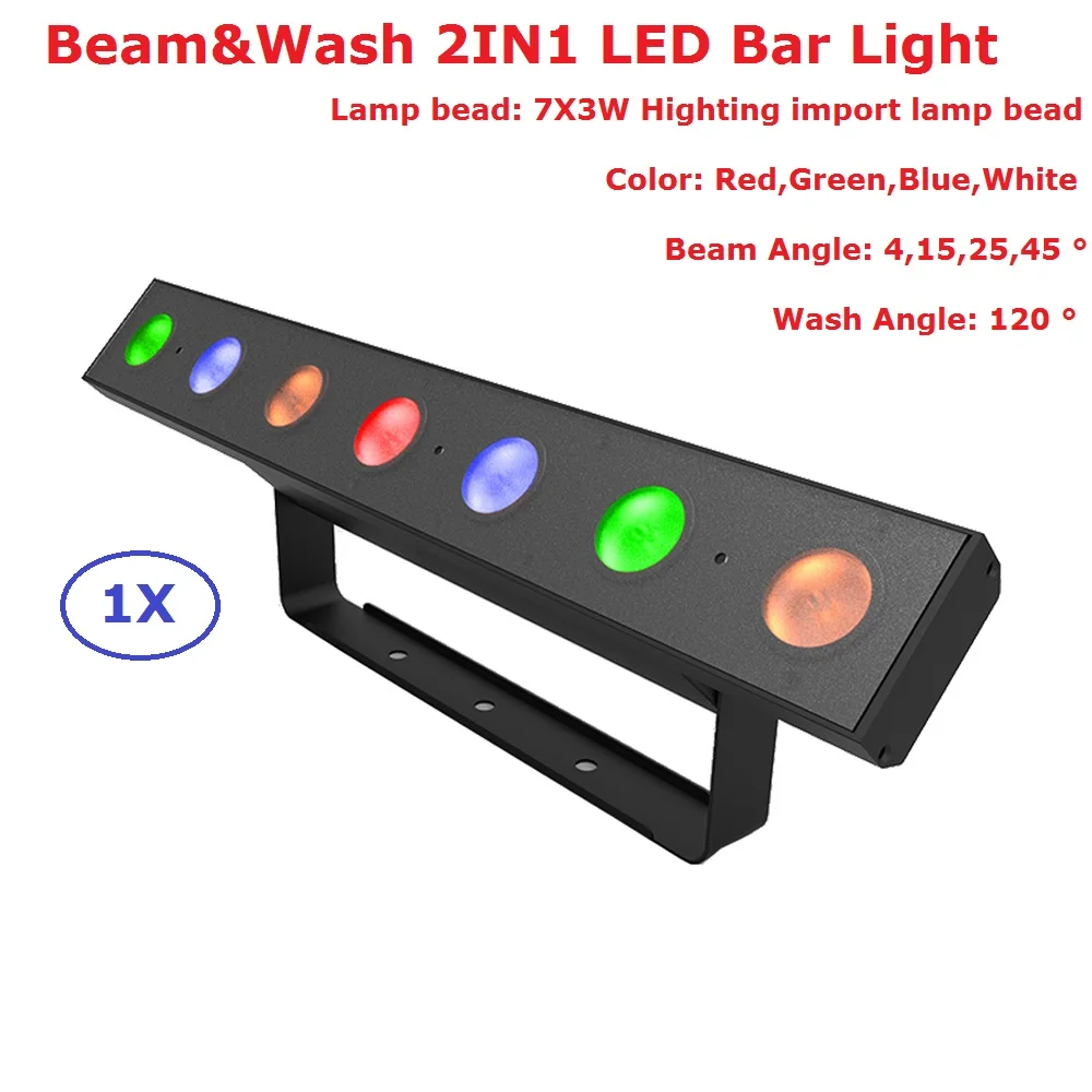 

1 шт./лот мойка луча 2в1 DMX бар огни RGBW 7X3 Вт идеально подходит для мобильных DJ вечеринок ночных клубов 110-240 в 120 градусов угол мытья