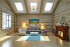 Laeacco Современная уютная гостиная деревянный дом камин диван люстра интерьер фото фон