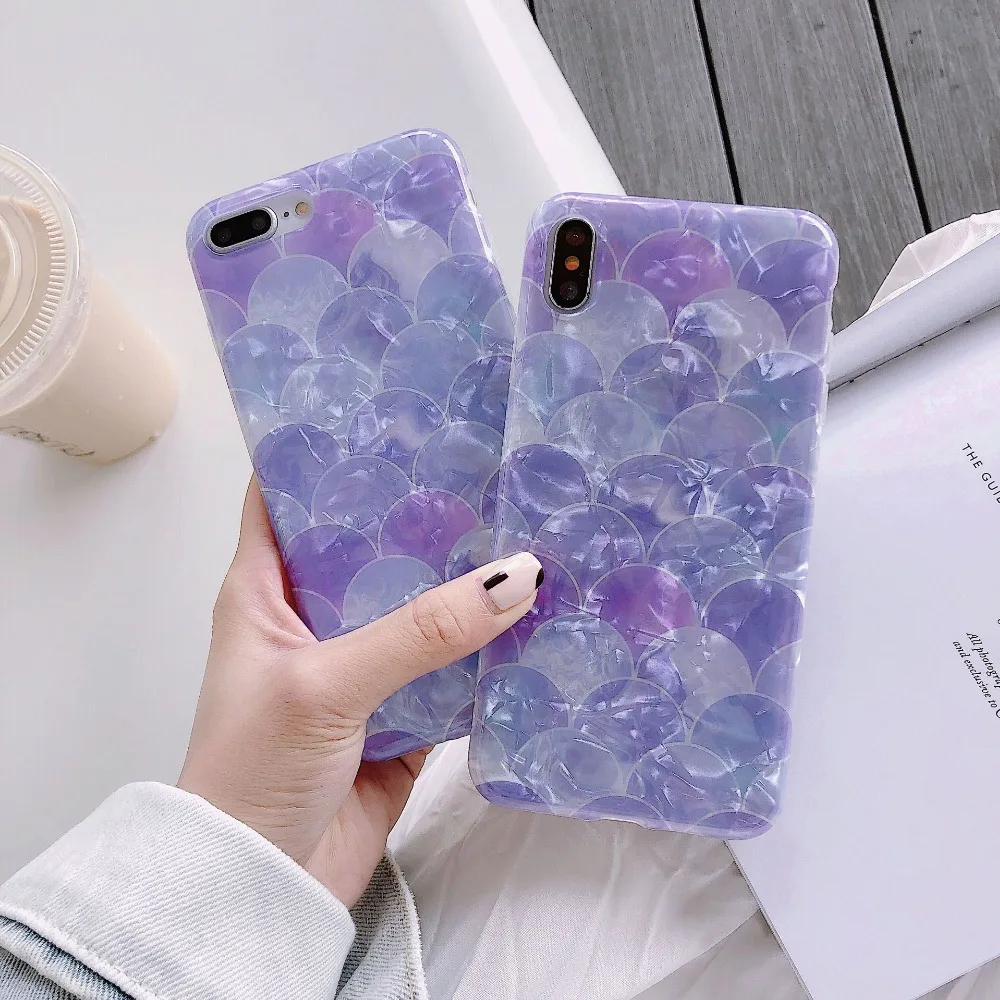 Гладкий Блестящий Мягкий чехол из ТПУ для iPhone x 6 6s plus 7 Plus 8 X XR XS Max фиолетовая шкала