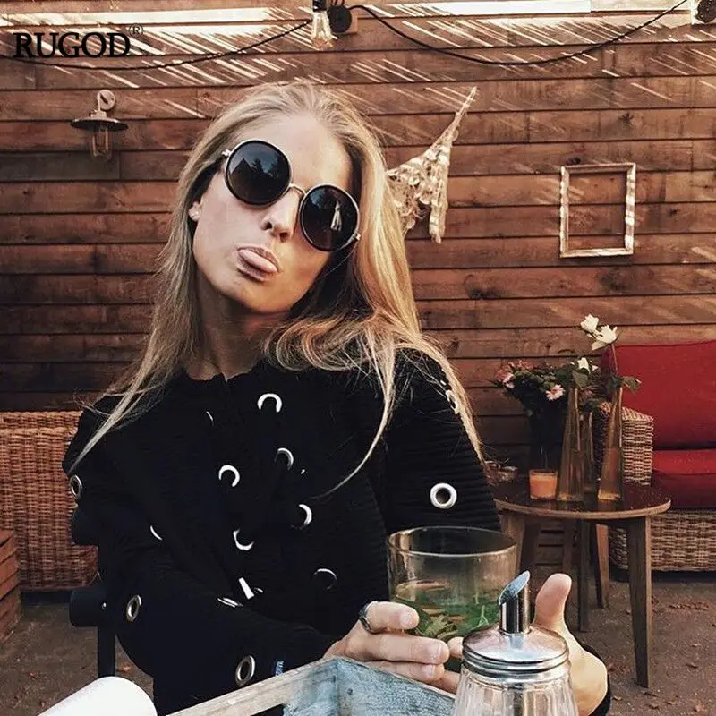 Женская толстовка на шнуровке Rugod с заклепками и дырками в европейском стиле