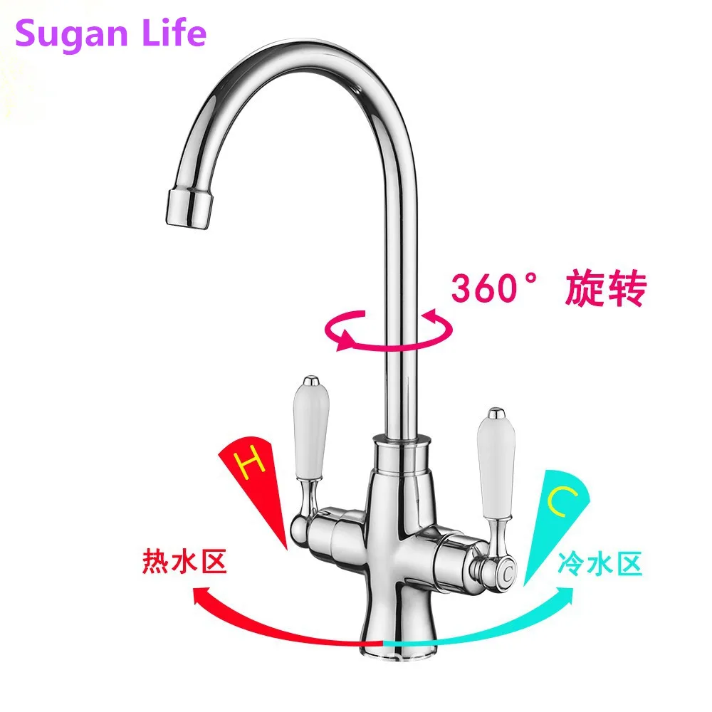 Новый смеситель для раковины с двойными отверстиями кран горячей и холодной