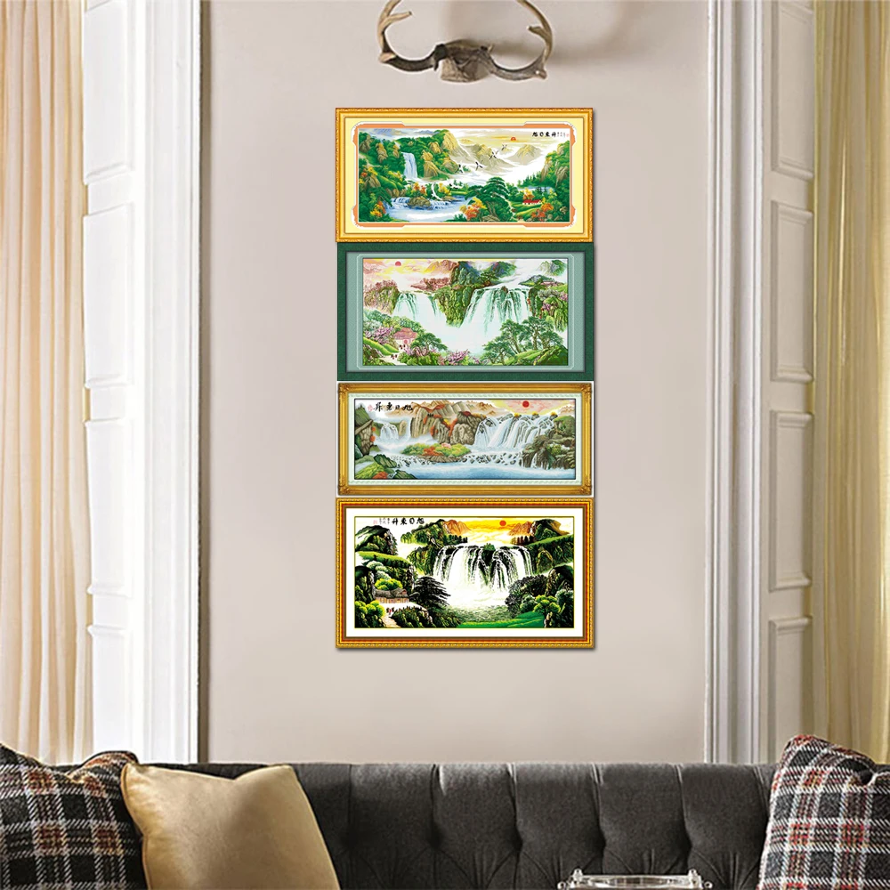 Радость воскресенье китайская Великолепная река Гора домашний декор F005(1)(2)(3)(4)