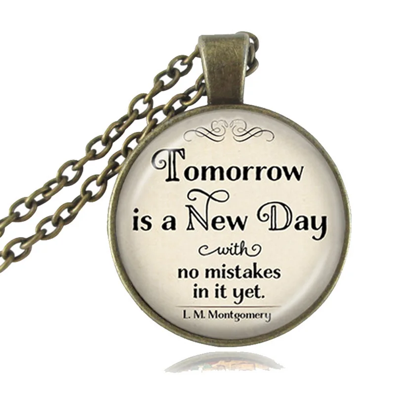 Ожерелье с цитатой-новый день без ошибок в подвеске L.M. Ювелирные изделия mongomery Anne