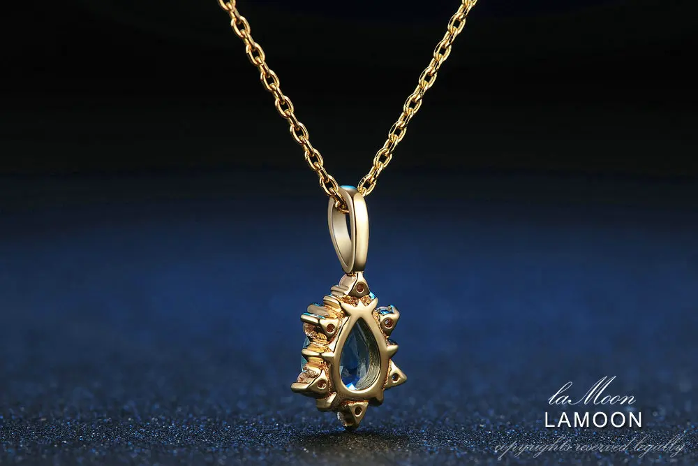 LAMOON-5x7 мм 1ct натуральный Апатит 925 пробы серебро Ювелирная подвеска с цепочкой Цепочки и ожерелья WTDP LMNI023