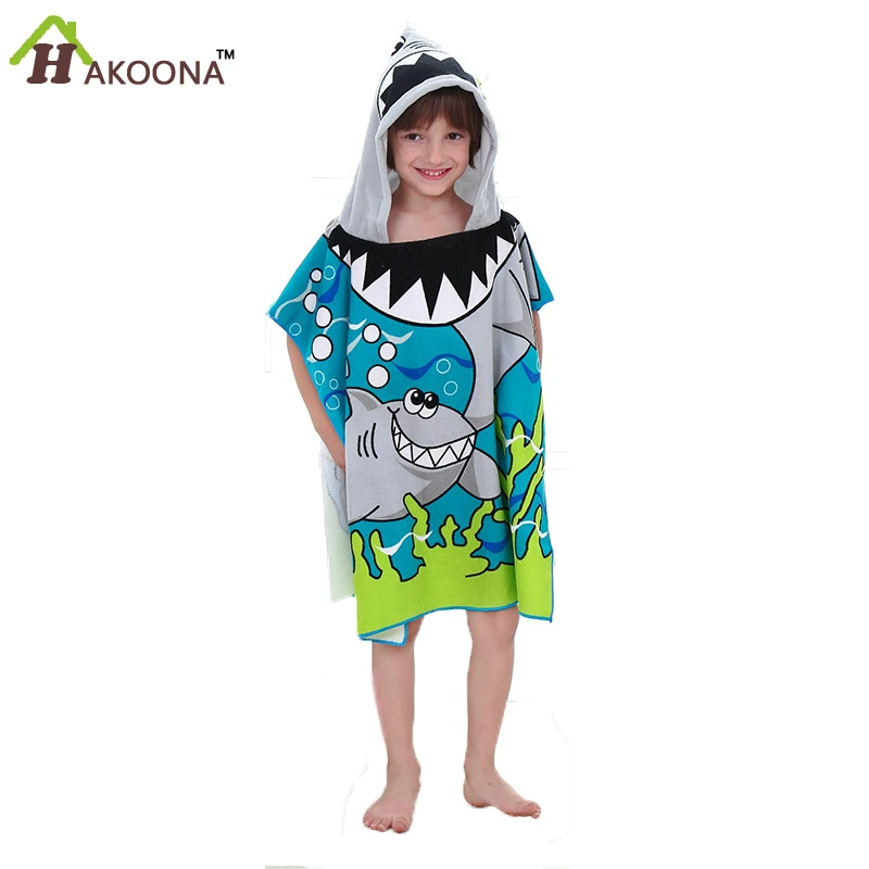 Hakoona/Обувь для мальчиков Акула с капюшоном Полотенца микрофибры пляжное Одежда