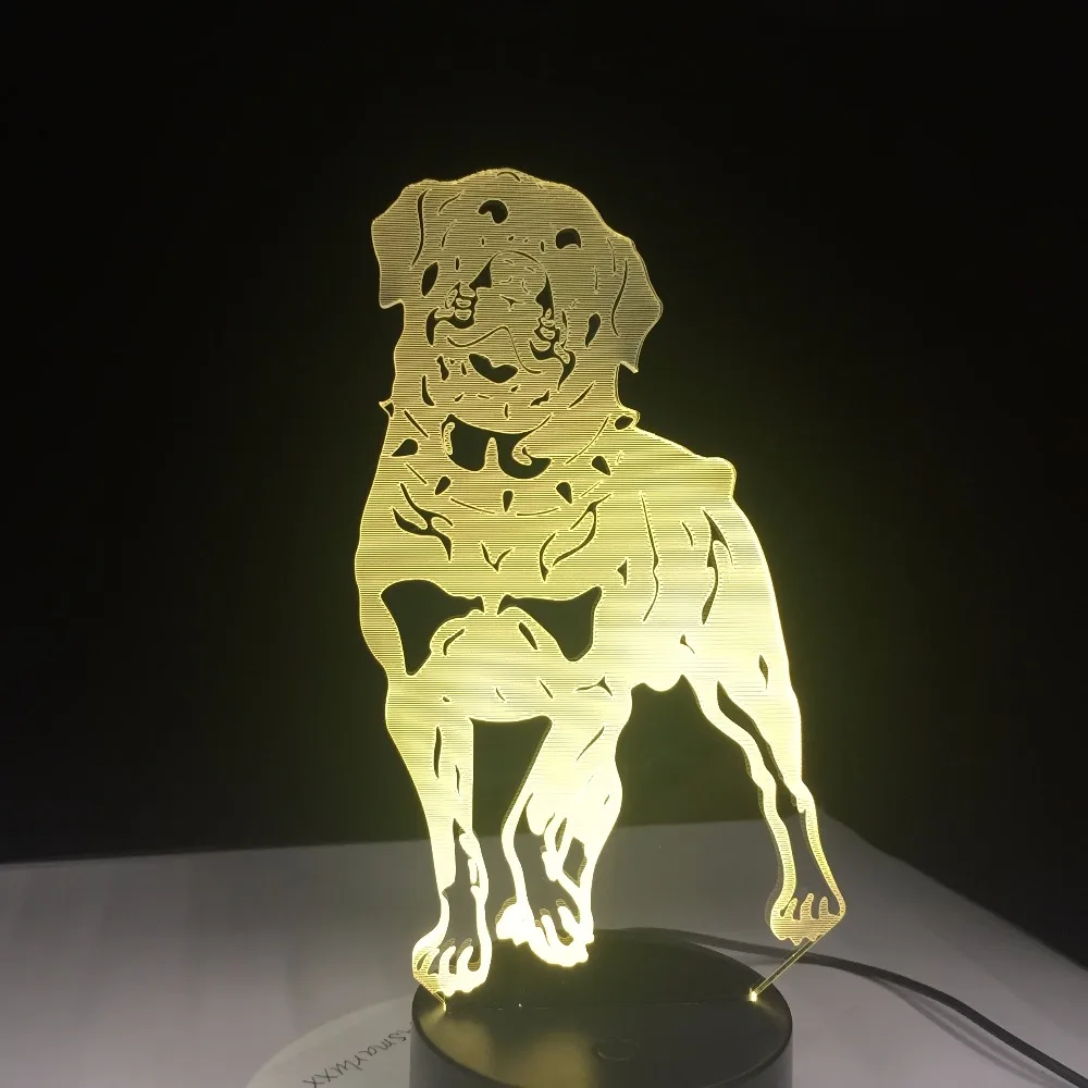 Немецкий Ротвейлер 3D Собака лампа животные огни настольная USB СВЕТОДИОДНЫЙ