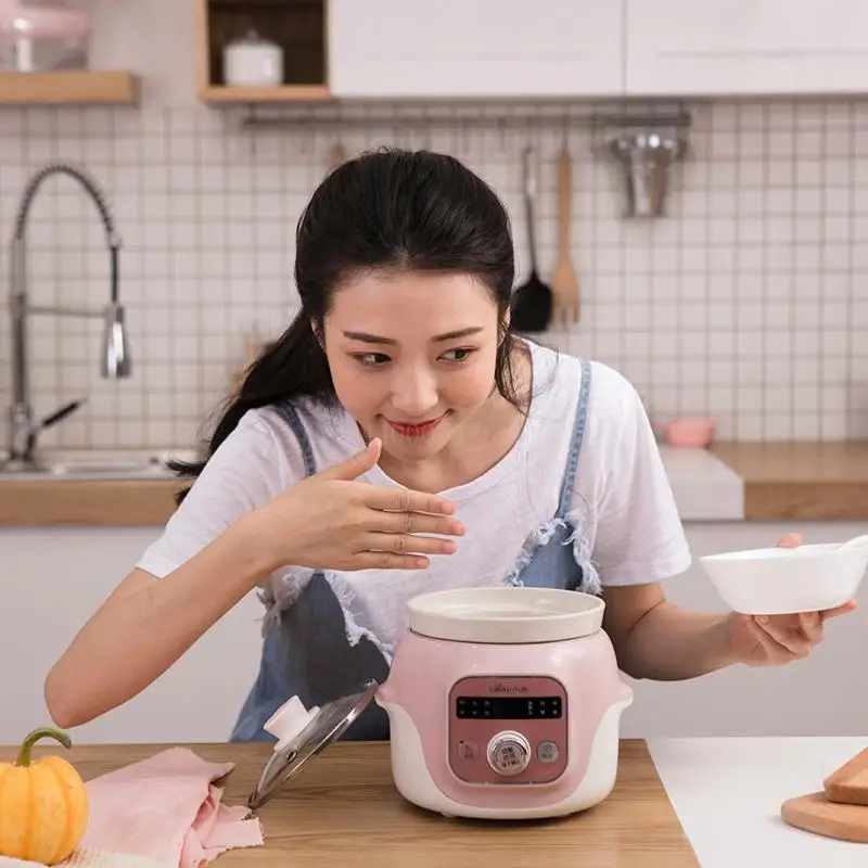 1Л Розовая Керамическая Мини-посуда электрические медленная Варка детская каша